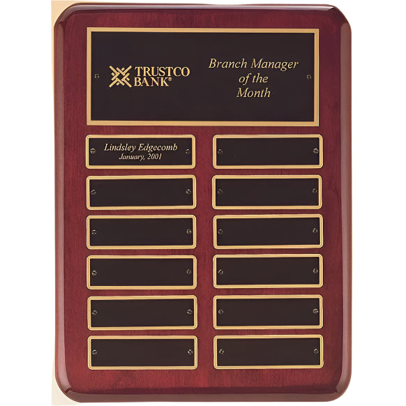 12 plate Rosewood Perpetual Plaque