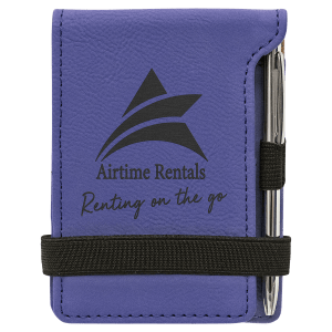 3 1/4" x 4 3/4" Laserable Leatherette Mini Notepad with Pen