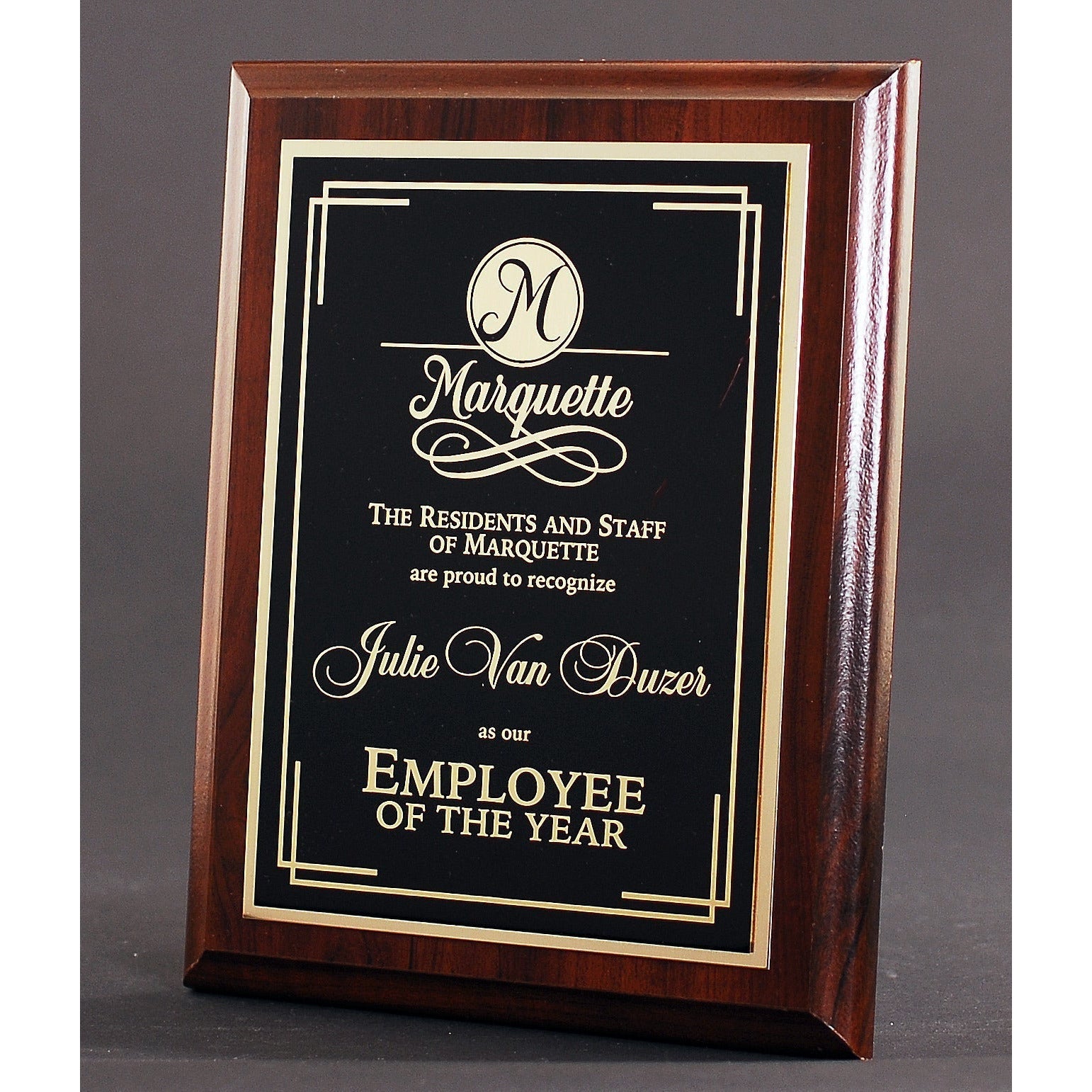 Cherry-finish Plaque with Plate
