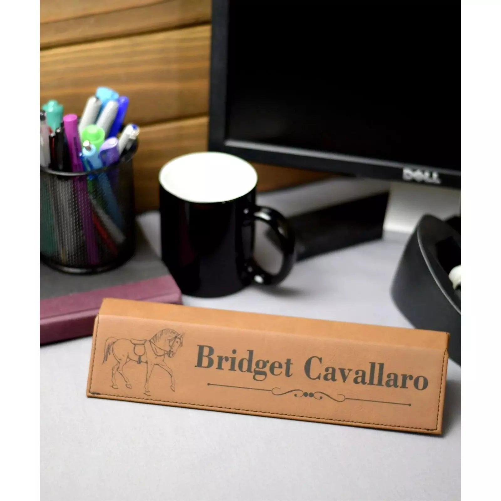 Leatherette Rawhide Desk Wedge