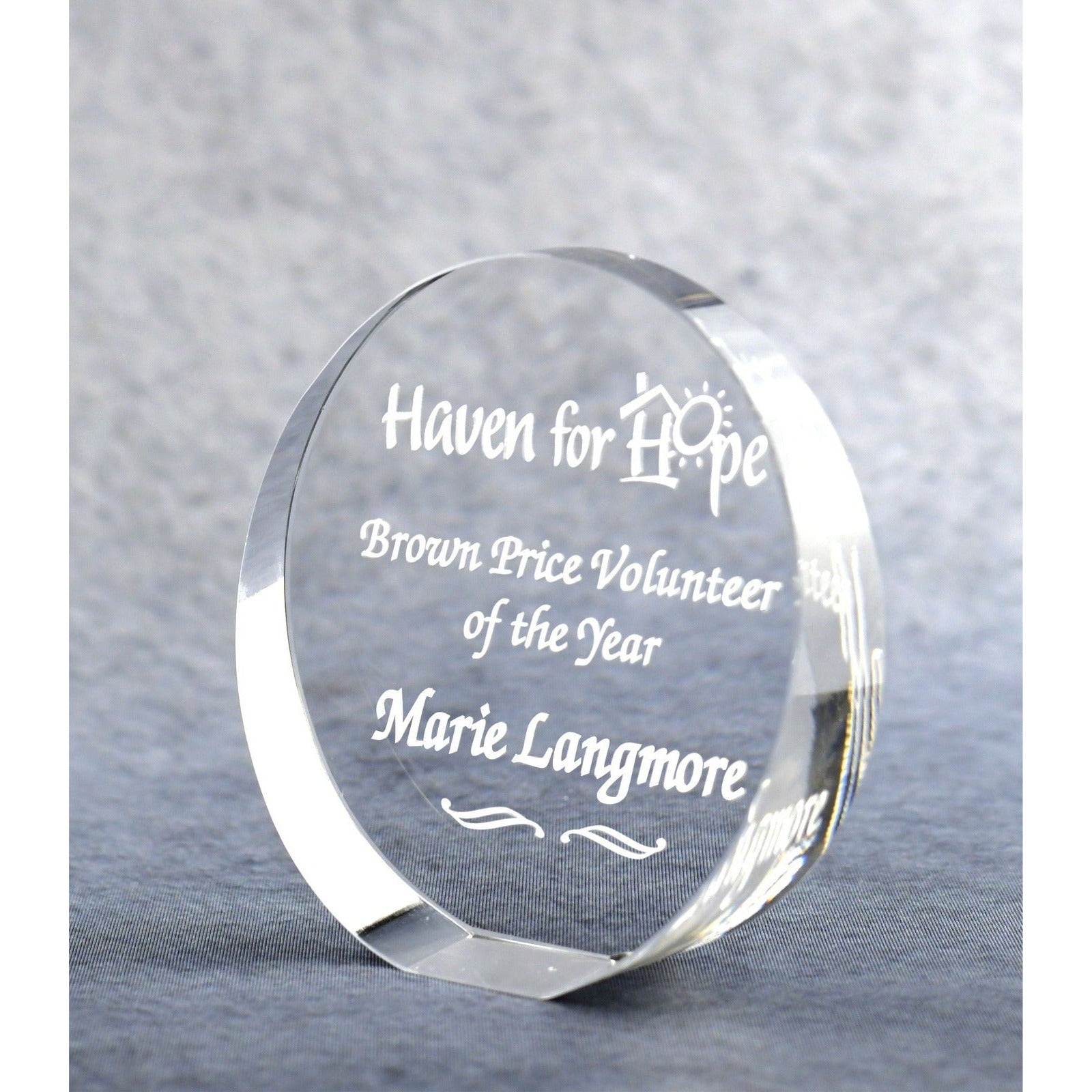 Circular Optic Crystal Paperweight