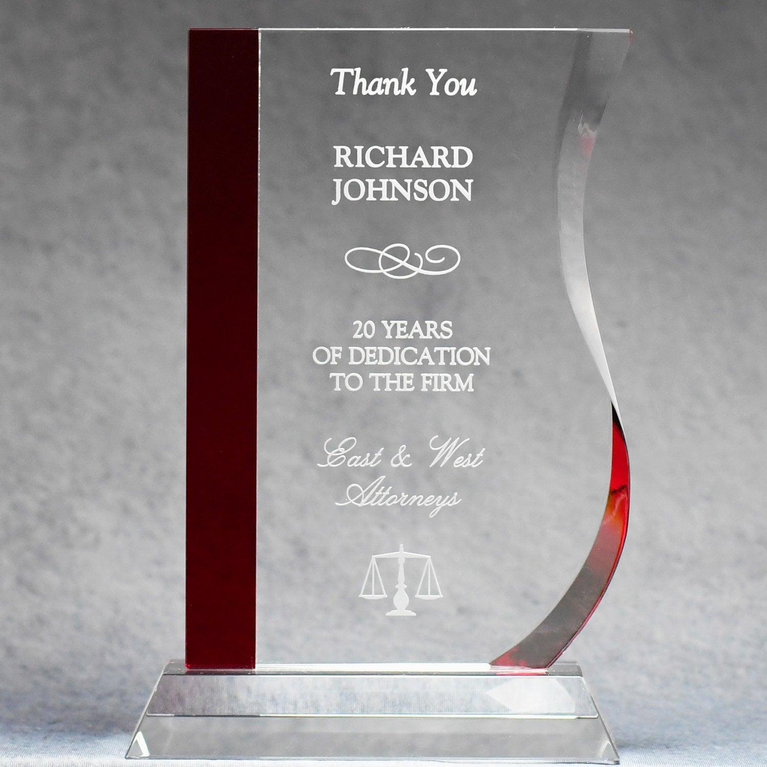 Red Stripe Wave Crystal Award