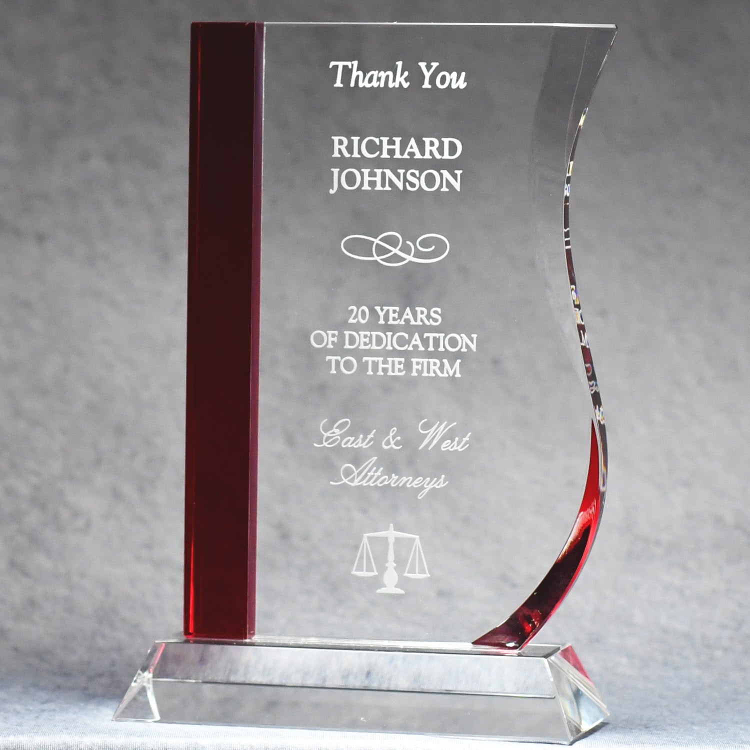 Red Stripe Wave Crystal Award