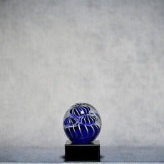 Art Glass Round Blue Blooms