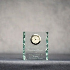 Jade Glass Clock 4.5" w/Engr