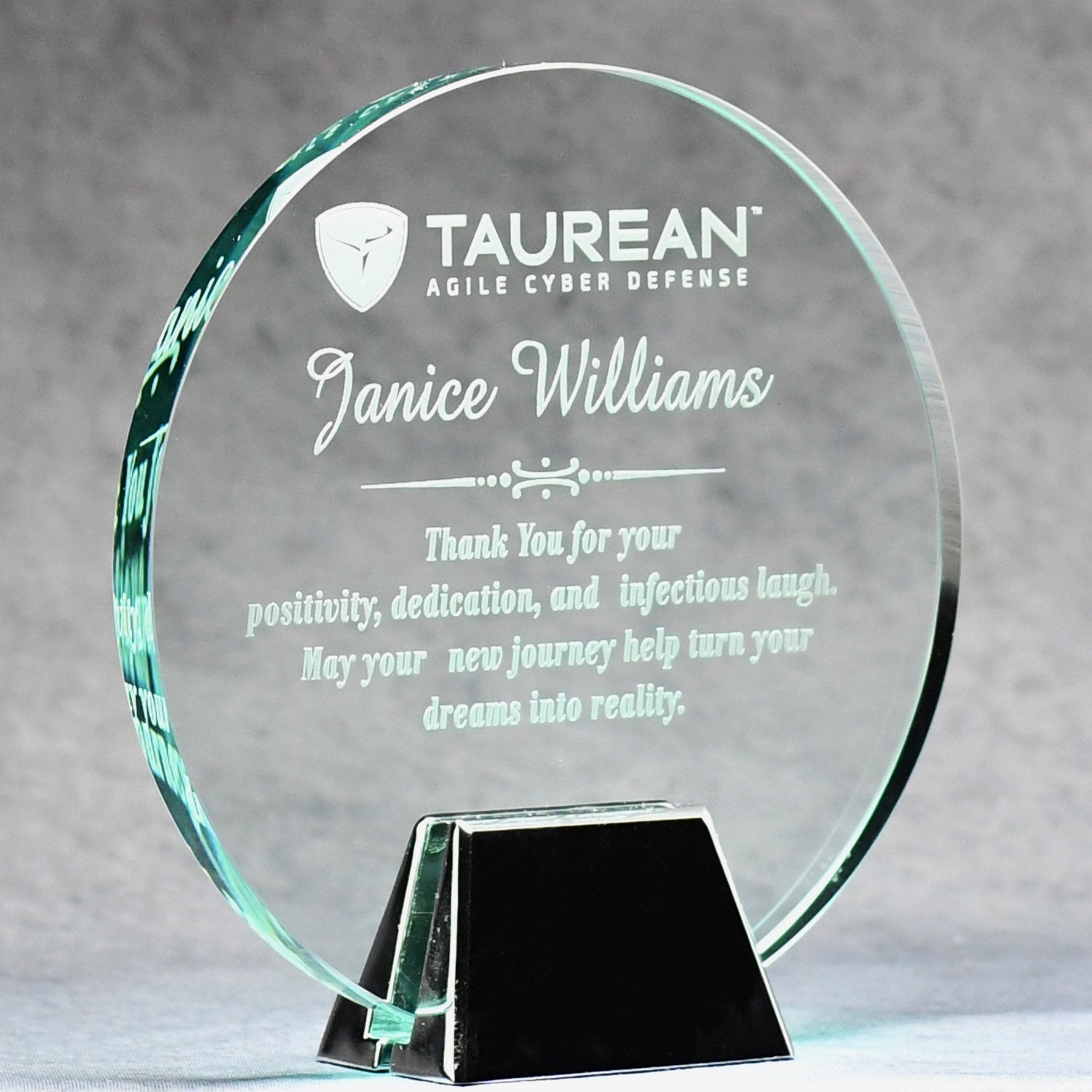Jade Glass Circle with Chrome Stand