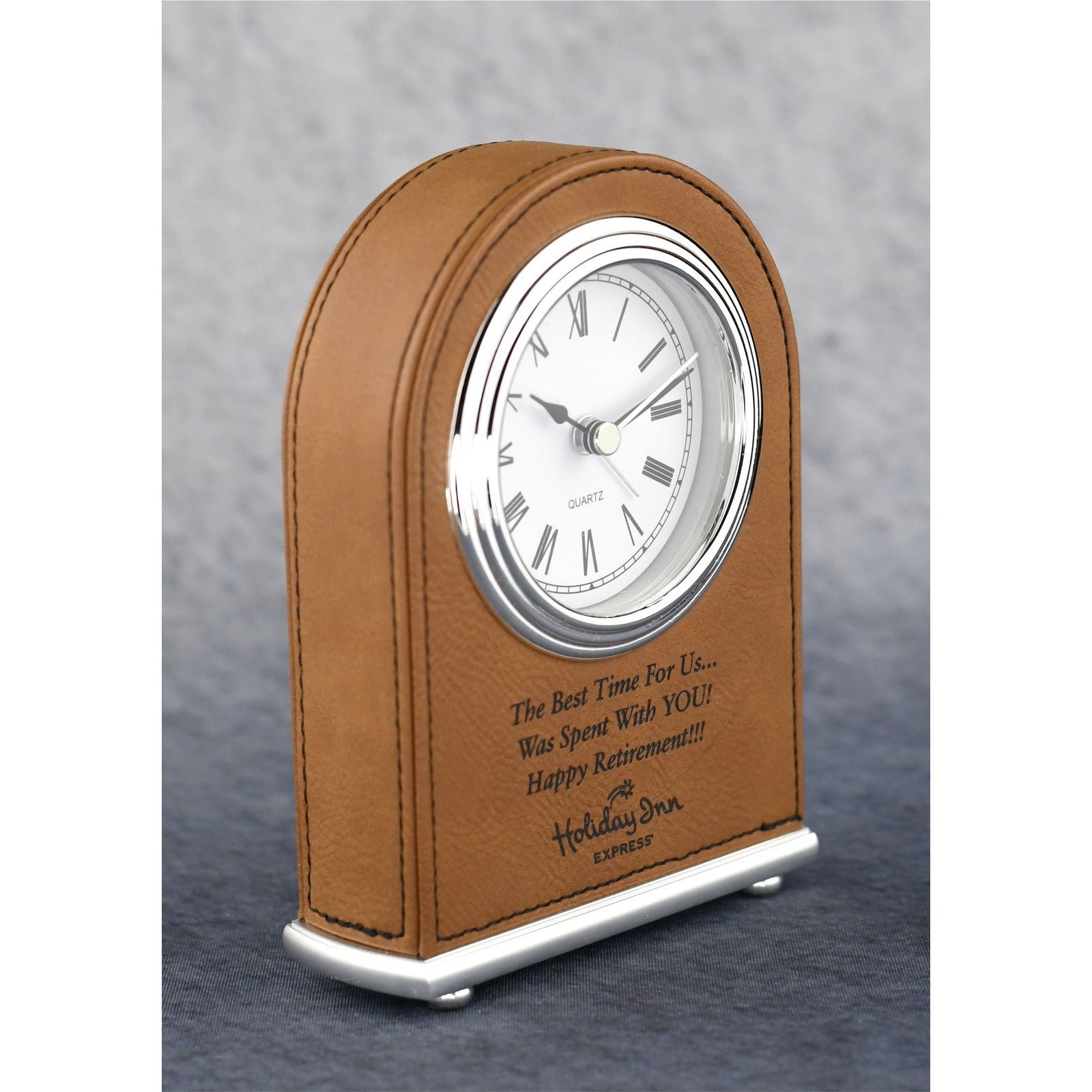 Laserable Leatherette Arch Desk Clock
